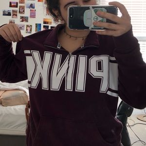 Pink Half-Zip Pullover Sweatshirt